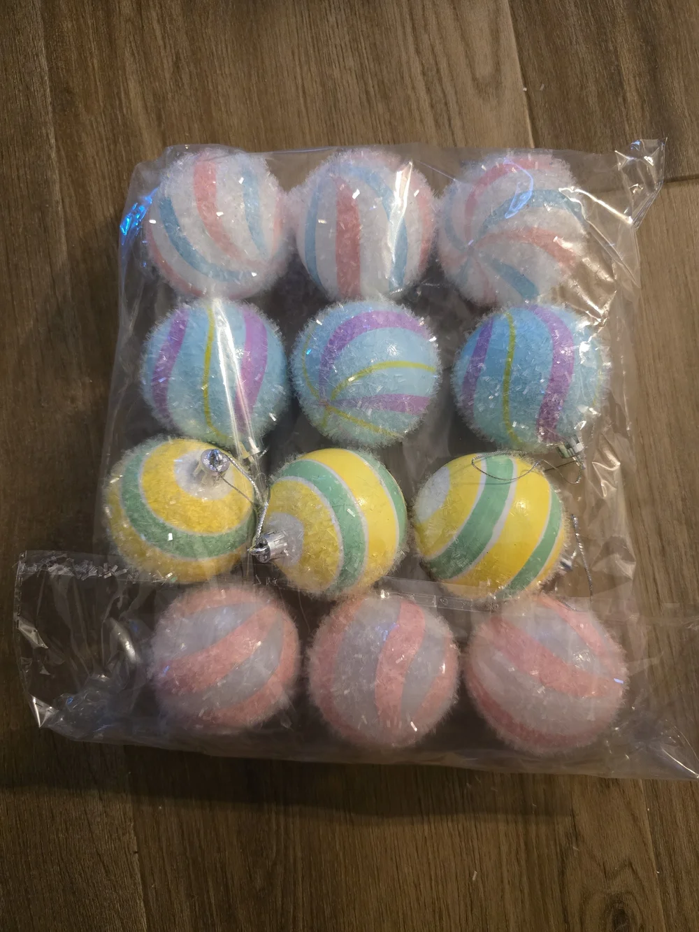 Holiday Frosted Pastel Christmas Ornaments - 12 Count. NWT.